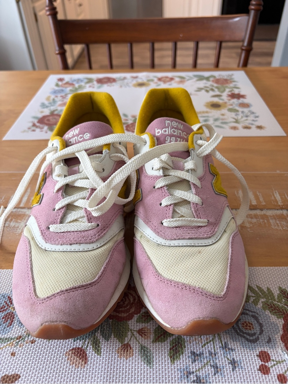 New Balance Pink and Yellow 997H Sneakers - Picture 3 of 11